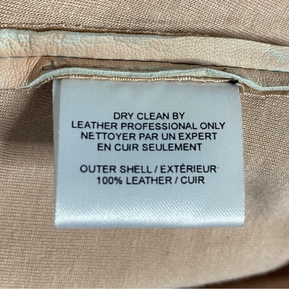 LaMarque Women's Cropped Moto Jacket Size Large Leather Light Pink Open Front - Picture 6 of 9